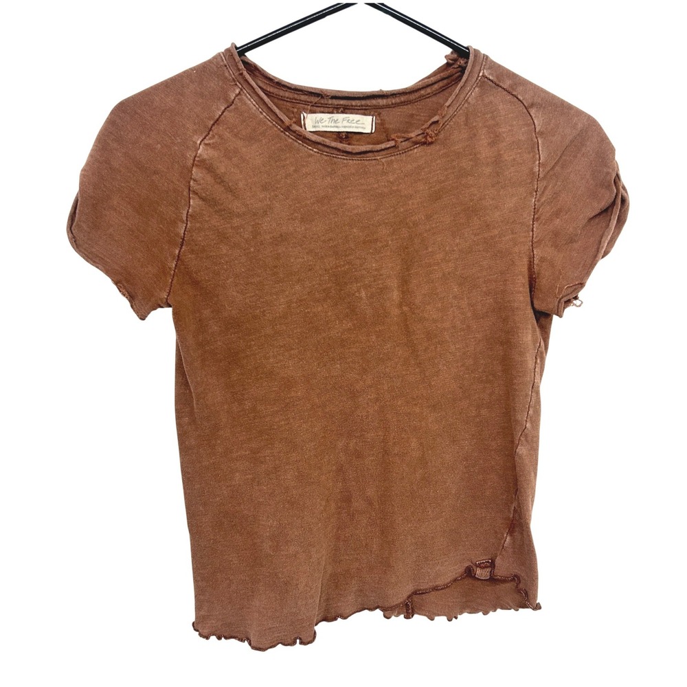 We The Free‎ Raw Hem Distressed Tee S Brown Fairy Grunge Boho Layering Indie